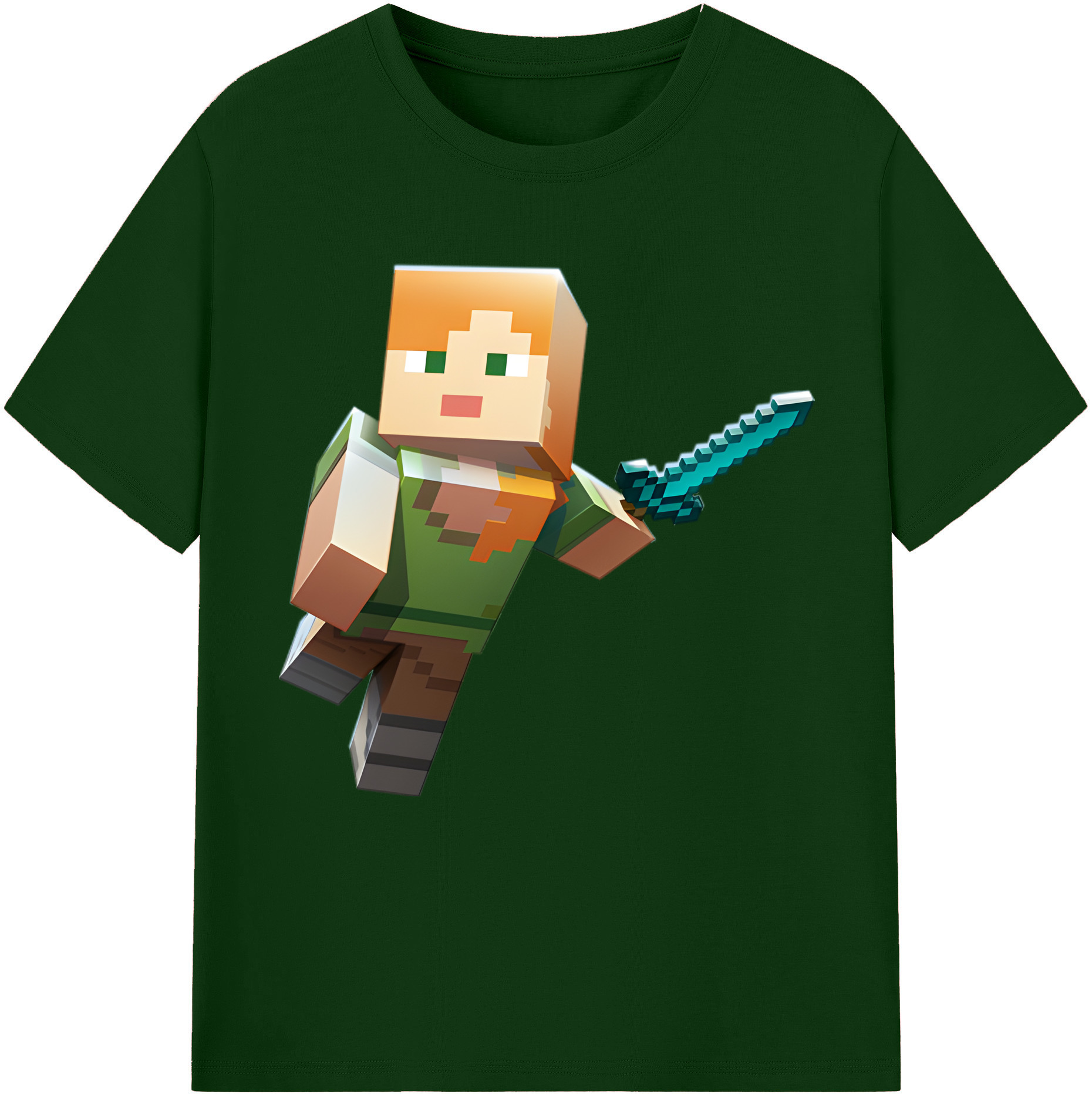 （画像用） マインクラフト ブロックの世界 Minecraft MC Block world 綿100％半袖Tシャツ（フロントプリント）